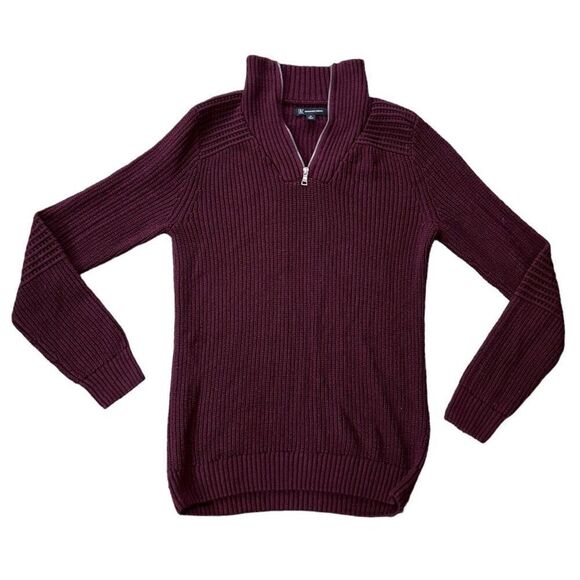 🐿️ Inc International Concepts Men's Matthew Quarter-Zip Burgundy Sweater Medium - Picture 1 of 5